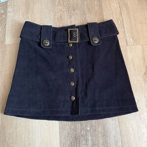 Intermix Ava Military genuine suede belted mini skirt navy blue size medium